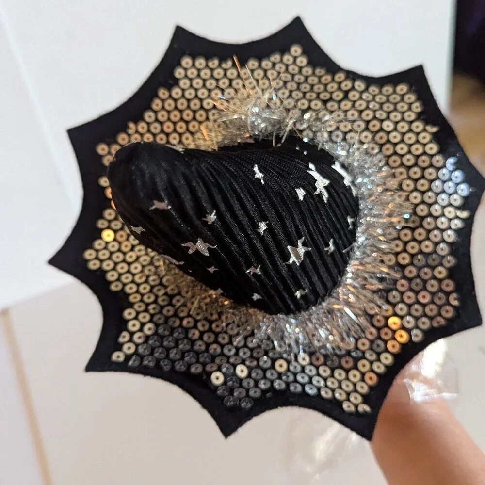 NWT Silver Stars Mini Witch Hat Floral Pick Sequins Ashland Halloween Decoration